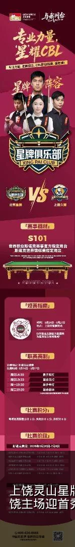 上饶灵山星牌出征CBL联赛！5月24日上饶主场迎首秀_台球_阵容_战队